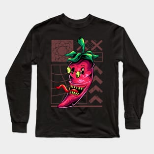 Food Monster, scary chili Long Sleeve T-Shirt